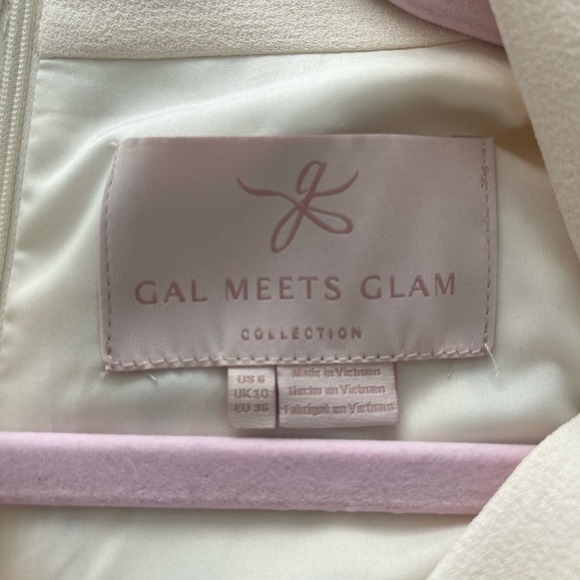 Gal Meets Glam Ines Tie Neck Long Sleeve Shift Dress Cream Sz 6 - Picture 6 of 8